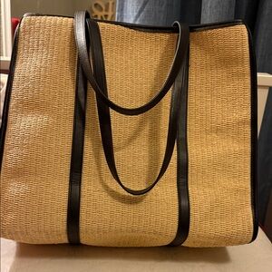 GAP Straw Tan and Black Tote Bag